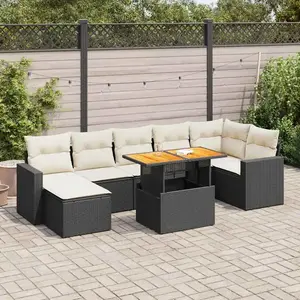 vidaXL - 8-delige - Loungeset - met - kussens - poly - rattan - zwart pas cher