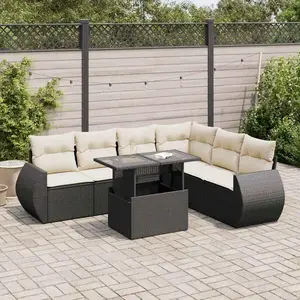 vidaXL - 7-delige - Loungeset - met - kussens - poly - rattan - zwart pas cher