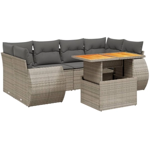 vidaXL Salon de jardin avec coussins 7 pcs gris résine tressée pas cher