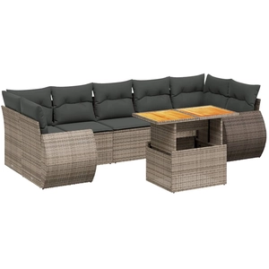 vidaXL Salon de jardin 8 pcs avec coussins gris résine tressée pas cher
