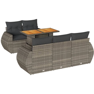 vidaXL Salon de jardin 6 pcs avec coussins gris résine tressée pas cher