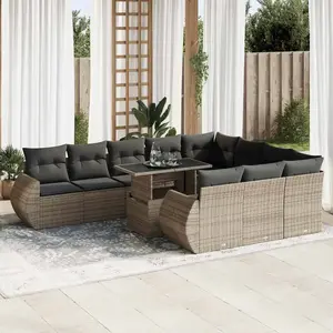 vidaXL - 11-delige - Loungeset - met - kussens - poly - rattan - grijs pas cher