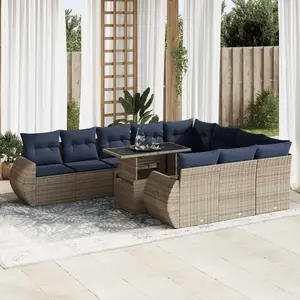 vidaXL Vidaxl Ensemble De Canapés De Jardin 11 Pcs Et Coussins Rotin Acacia pas cher