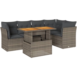 vidaXL Salon de jardin 6 pcs avec coussins gris résine tressée pas cher