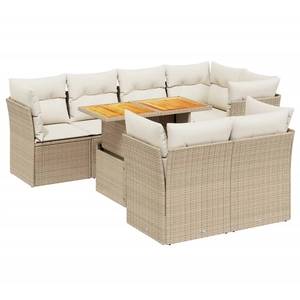 vidaXL Salon de jardin avec coussins 8 pcs beige résine tressée pas cher