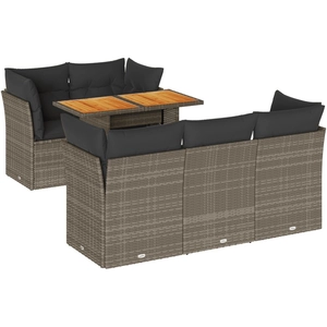 vidaXL Salon de jardin 6 pcs avec coussins gris résine tressée pas cher