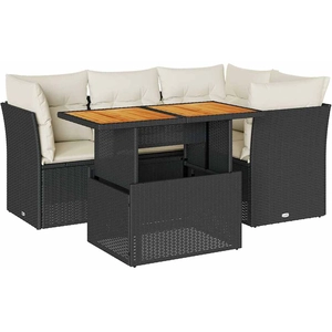 Comparateur de prix : vidaXL Salon de jardin 5 pcs avec coussins noir résine tressée