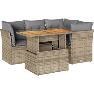 vidaXL Salon de jardin avec coussins 5 pcs beige résine tressée pas cher