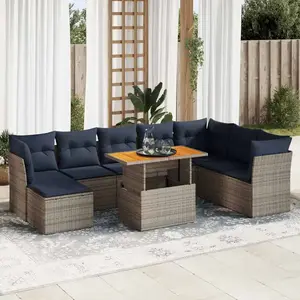 vidaXL Vidaxl Salon De Jardin 6 Pcs Avec Coussins Gris Résine Tressée pas cher