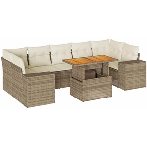 vidaXL Salon de jardin avec coussins 8 pcs beige résine tressée pas cher