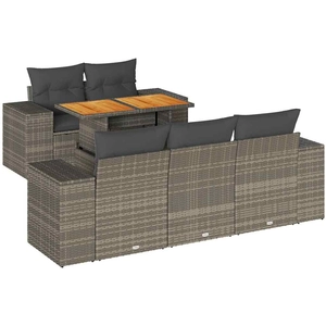vidaXL Salon de jardin 6 pcs avec coussins gris résine tressée pas cher