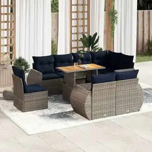 vidaXL Vidaxl Salon De Jardin 9 Pcs Avec Coussins Gris Résine Tressée pas cher