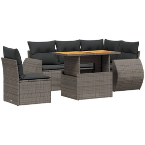 vidaXL Salon de jardin 6 pcs avec coussins gris résine tressée pas cher