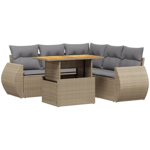 vidaXL Salon de jardin avec coussins 6 pcs beige résine tressée pas cher