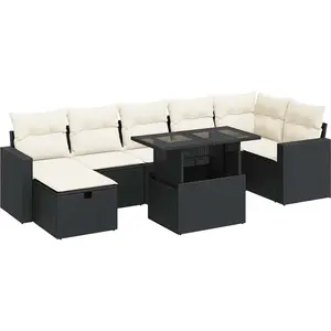 vidaXL - 8-delige - Loungeset - met - kussens - poly - rattan - zwart pas cher