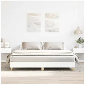 vidaXL Cadre de lit sans matelas blanc 160x200 cm bois d'ingénierie pas cher