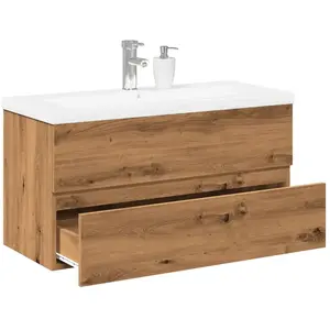 Comparateur de prix : vidaXL Meuble avec vasque intégrée chêne artisanal 91x39,5x49 cm