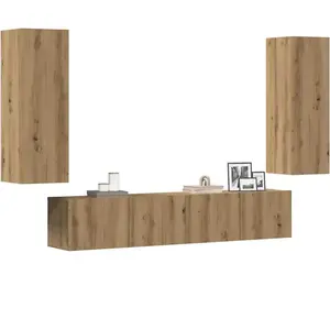 vidaXL Meubles TV muraux 4 pcs chêne artisanal bois d'ingénierie pas cher