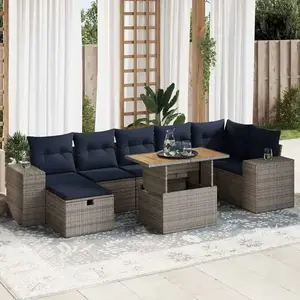 vidaXL Vidaxl Salon De Jardin 8pcs Avec Coussins Marron Résine Tressée Acacia pas cher