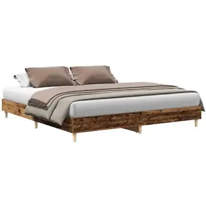 vidaXL Cadre de lit sans matelas vieux bois 200x200 cm bois ingénierie pas cher