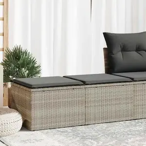 vidaXL Salon de jardin 2 pcs avec coussins gris clair polyrotin acacia pas cher