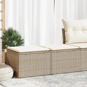 vidaXL Salon de jardin avec coussins 2 pcs beige résine tressée acacia pas cher