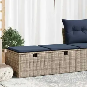 vidaXL Salon de jardin 2 pcs avec coussins gris résine tressée acacia pas cher