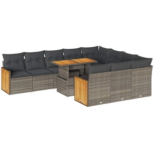 vidaXL Ensemble de canapés de jardin 11 pcs et coussins rotin acacia pas cher