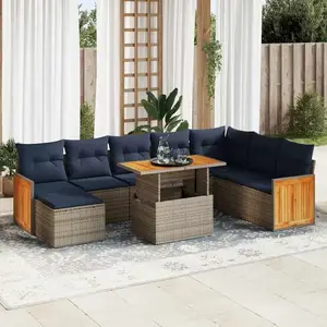 vidaXL Ensemble de canapés de jardin 11 pcs et coussins rotin acacia pas cher