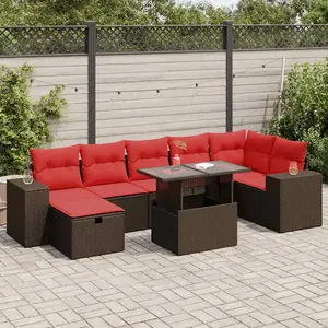 vidaXL Vidaxl Salon De Jardin Avec Coussins 8 Pcs Noir Résine Tressée Acacia pas cher