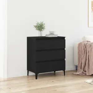 vidaXL Buffet Vidaxl Noir Chêne 60x35x70 Cm Bois D'ingénierie pas cher