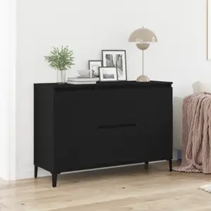 vidaXL Buffet Chêne noir 104 x 35 x 70 cm Bois d'ingénierie pas cher