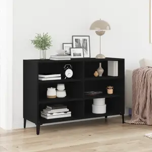 vidaXL Buffet Noir Chêne Vidaxl 103,5x35x70 Cm En Bois D'ingénierie pas cher
