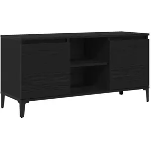 vidaXL Meuble Tv Vidaxl Noir Chêne 102x35x50 Cm En Bois D'ingénierie pas cher