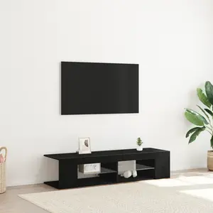 vidaXL Meuble TV avec LEDs Chêne Noir 135x39x30cm en bois d ingénierie pas cher