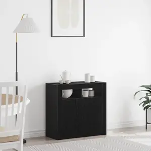 vidaXL Buffet Chêne noir 80 x 35 x 75 cm Bois d'ingénierie