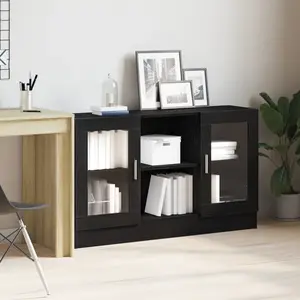 vidaXL Buffet Vidaxl Noir Chêne 120x30,5x70 Cm En Bois Composite pas cher