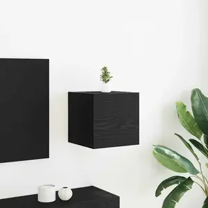 vidaXL Meuble Tv Mural Vidaxl En Chêne Noir 30,5x30x30 Cm pas cher