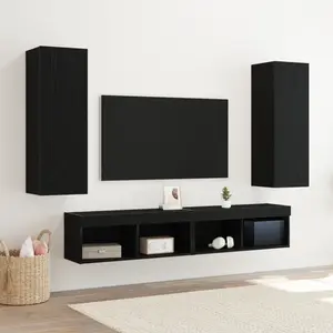 Comparateur de prix : vidaXL Meubles Tv Muraux Vidaxl 2 Pièces En Chêne Noir 30,5x30x90 Cm En Bois D'ingénierie