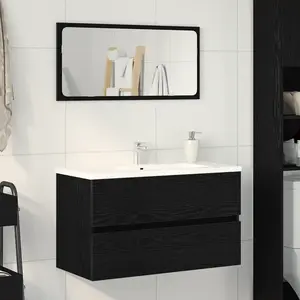 vidaXL Meuble de Lavabo de Salle de Bain Chêne noir 80 x 38,5 x 45 cm pas cher