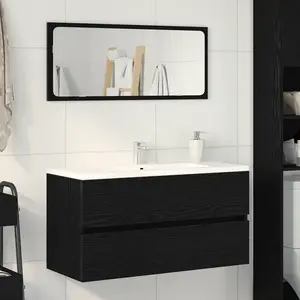 vidaXL Vidaxl Meuble Sous-Lavabo Chêne Noir 90x38,5x45 Cm Bois D'ingénierie pas cher