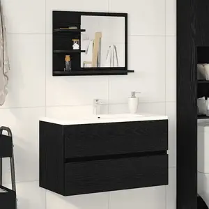 Comparateur de prix : vidaXL Miroir de salle de bain chêne noir 60x10,5x45cm bois ingénierie