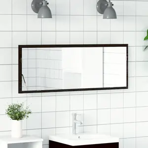 vidaXL Miroir de salle de bain LED Chêne noir 100 x 8,5 x 37 cm Verre pas cher