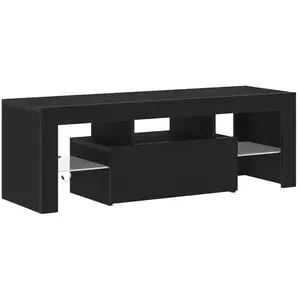 vidaXL Meuble Tv Vidaxl Avec Lumière Led En Chêne Noir 120x35x40 Cm pas cher