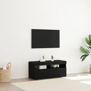 vidaXL Meuble TV Chêne noir 90 x 35 x 40 cm Bois d'ingénierie pas cher