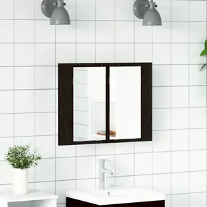 vidaXL Amoire de salle de bain avec miroir Chêne noir 60 x 12 x 45 cm pas cher