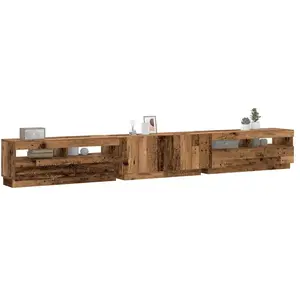 Comparateur de prix : vidaXL Meuble TV avec lumières LED vieux bois bois d'ingénierie