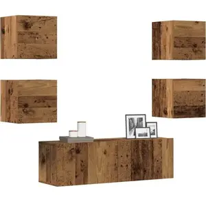 vidaXL Ensemble de meuble TV mural 5 pcs vieux bois bois d'ingénierie pas cher