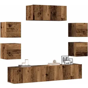 vidaXL Ensemble de meuble TV mural 7 pcs vieux bois bois d'ingénierie pas cher