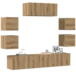 Comparateur de prix : vidaXL Ensemble de meuble TV mural 7 pcs chêne artisanal